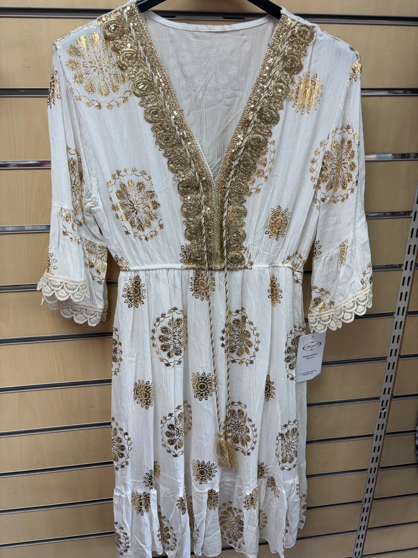 Gold V Neck Summer Dress