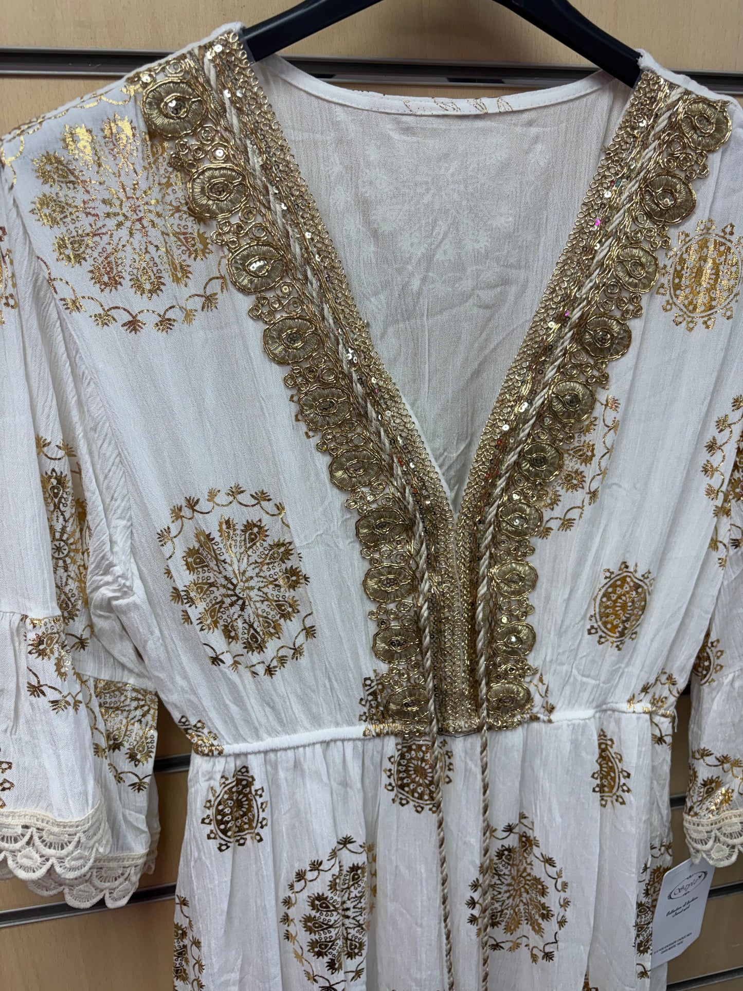 Gold V Neck Summer Dress