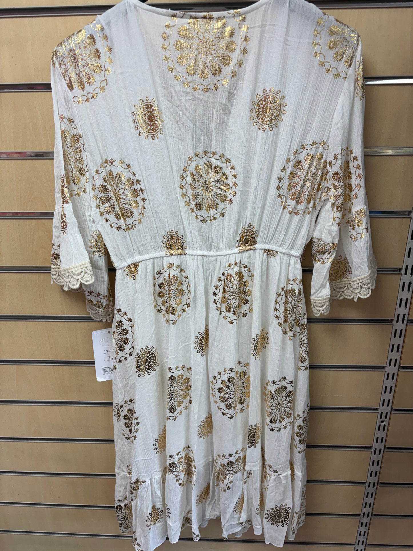 Gold V Neck Summer Dress