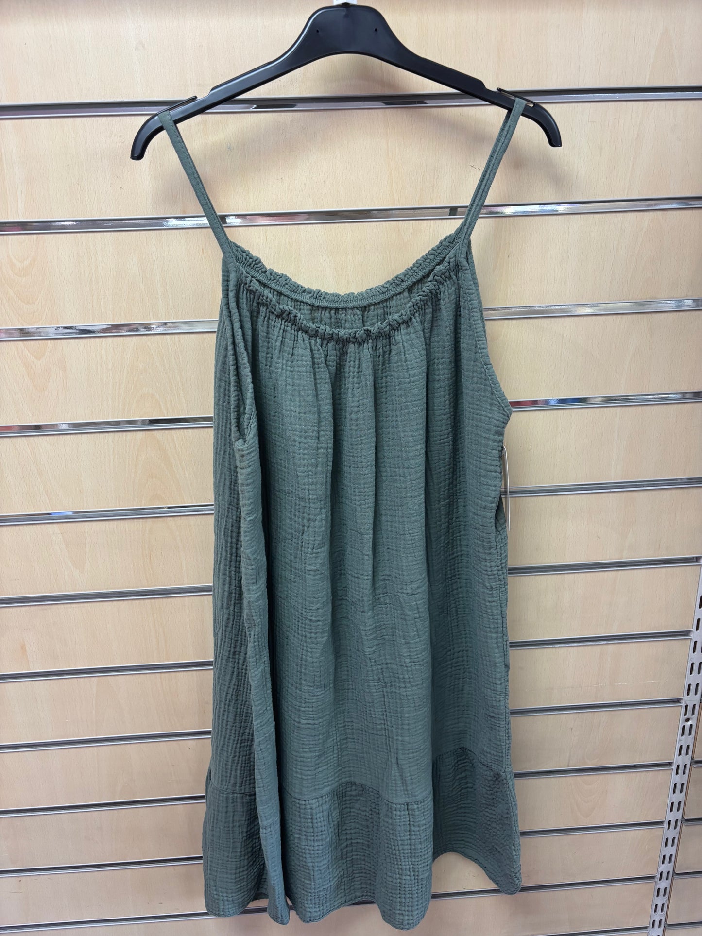 Cotton Strappy Dress in Khaki