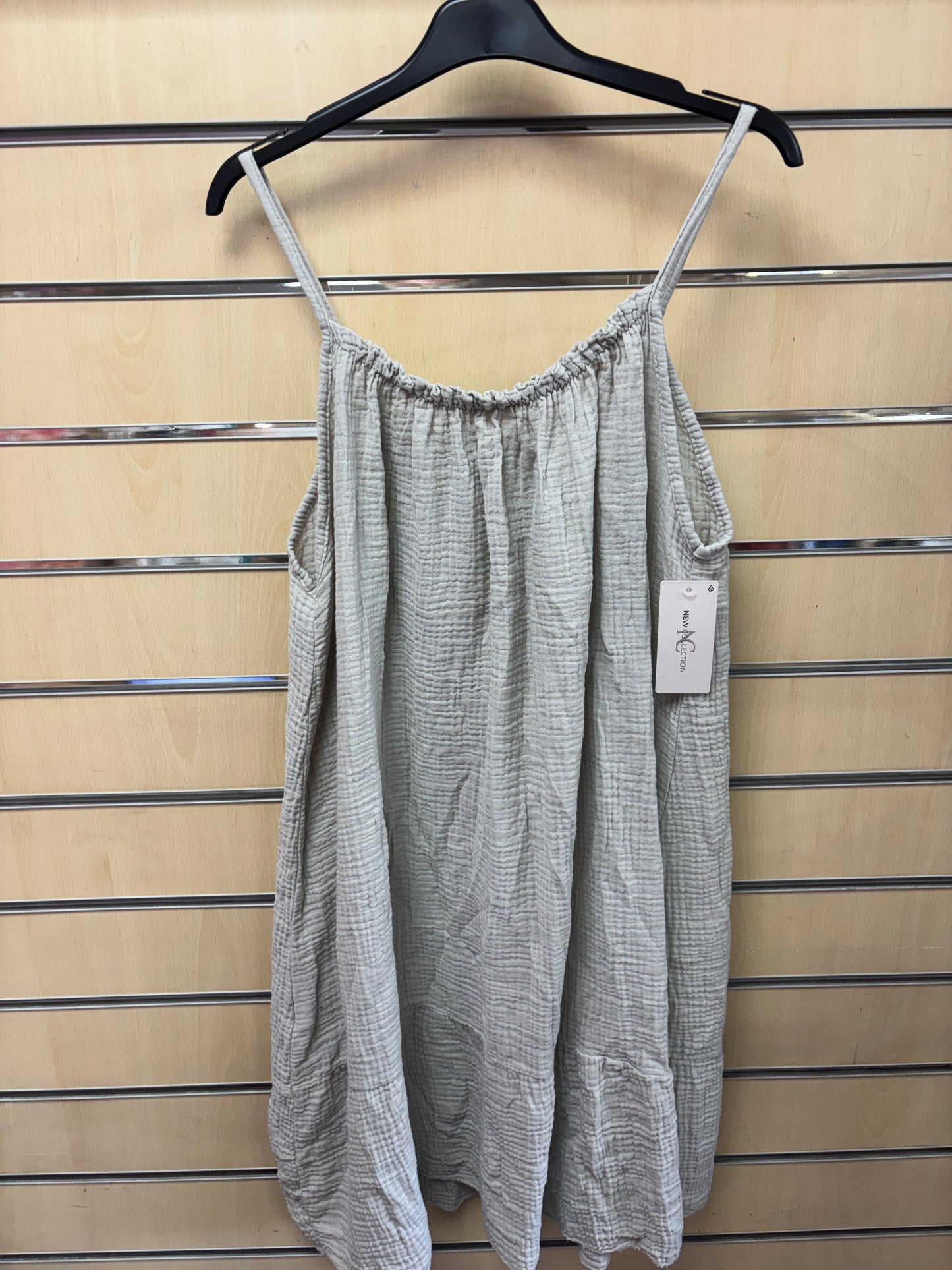 Cotton Strappy Dress in Stone