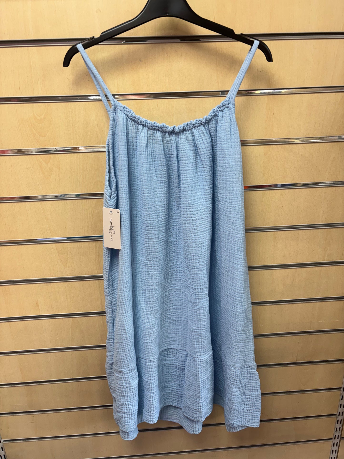 Cotton Strappy Dress in Baby Blue