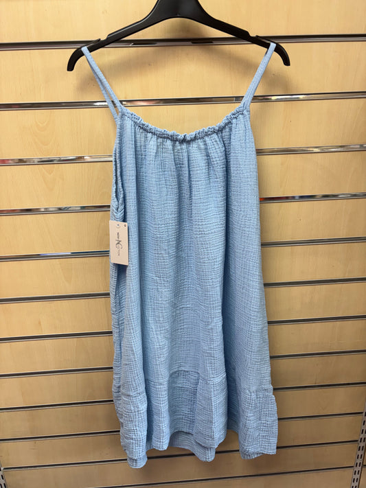 Cotton Strappy Dress in Baby Blue
