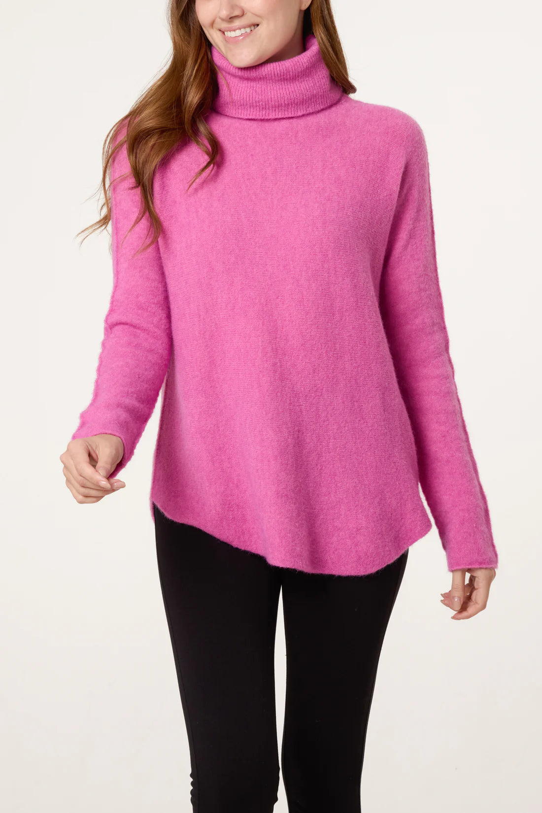 Roll neck soft touch jumper in Magenta