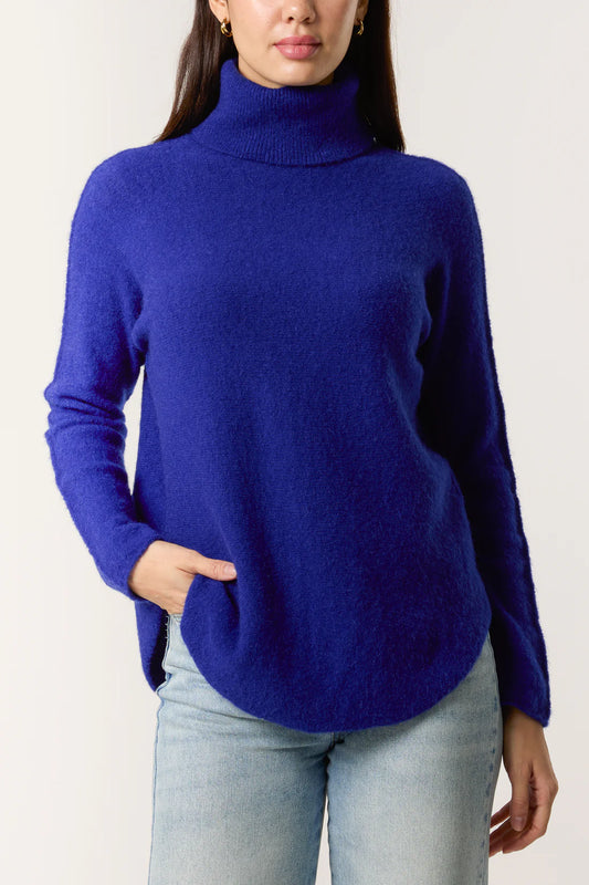 Roll neck soft touch jumper in Royal Blue