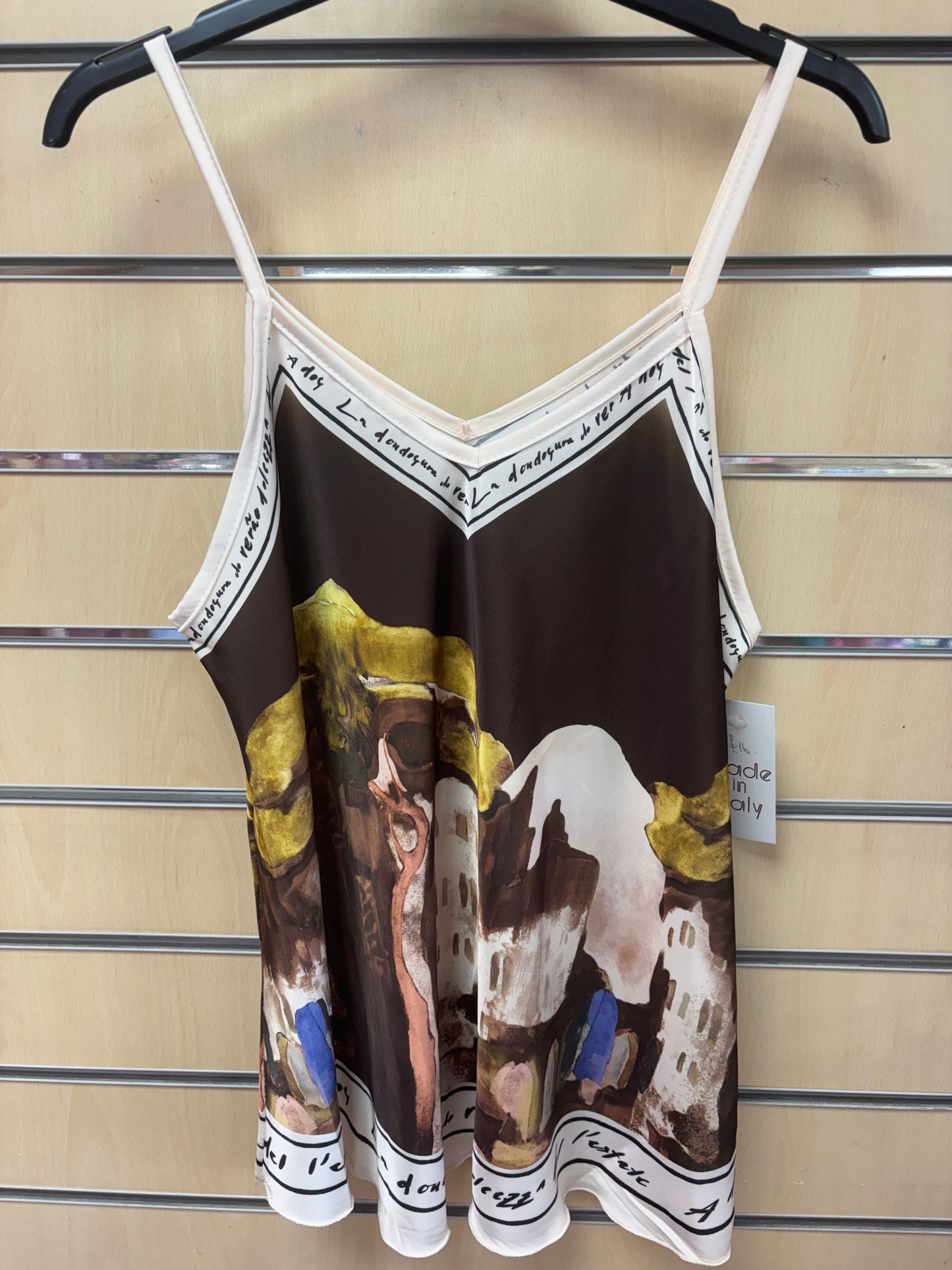 Cami Border Print Top in Brown