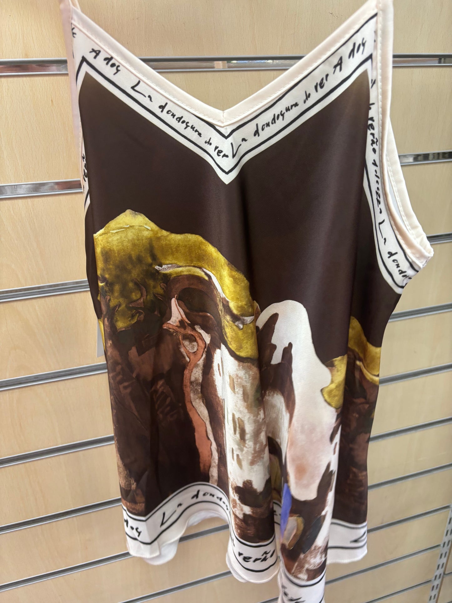 Cami Border Print Top in Brown