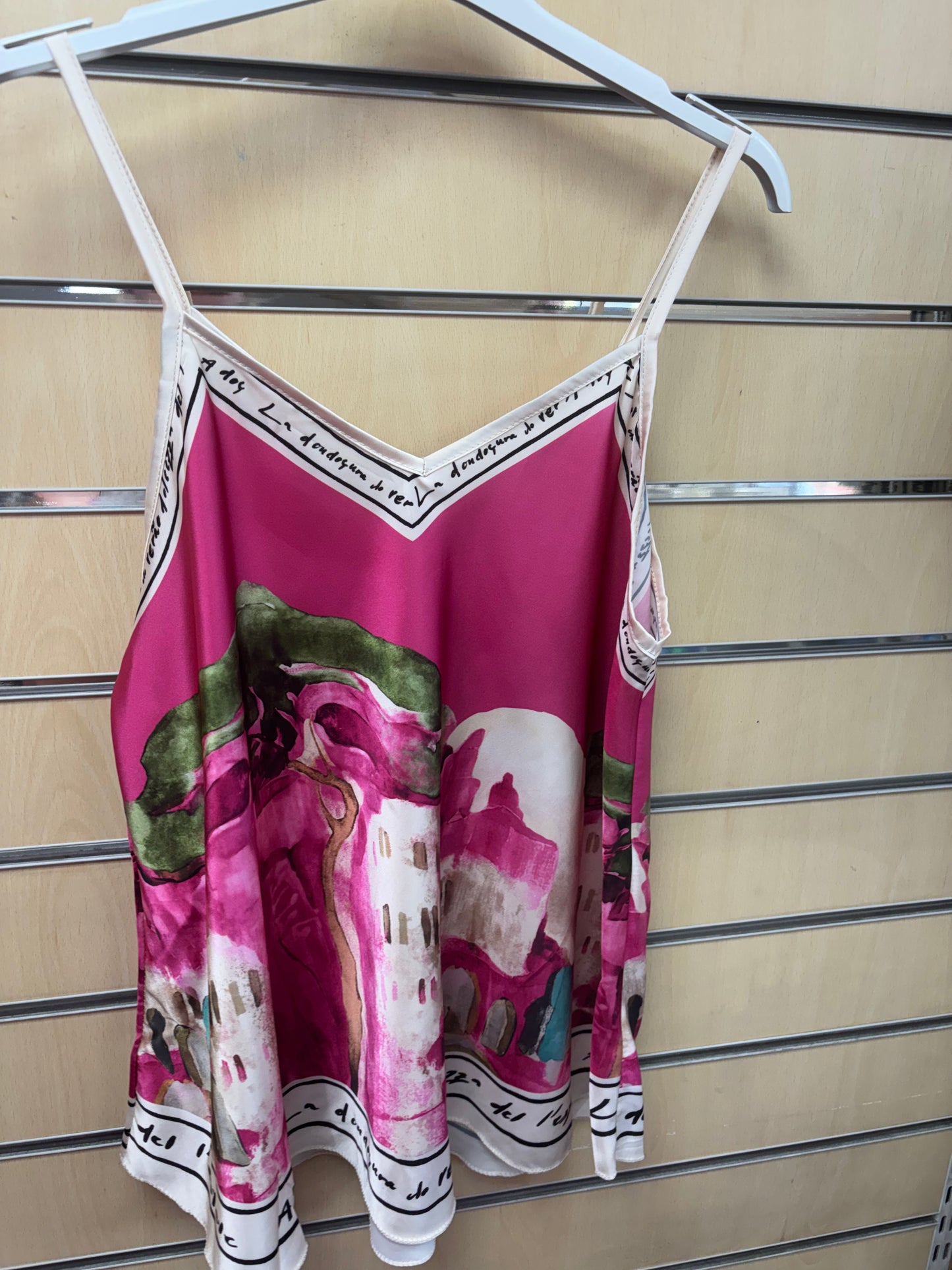 Cami Border Print Top in Magenta