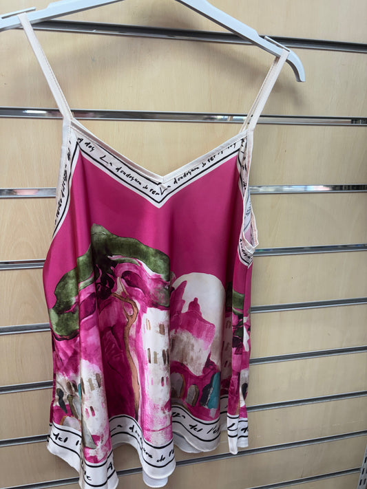 Cami Border Print Top in Magenta