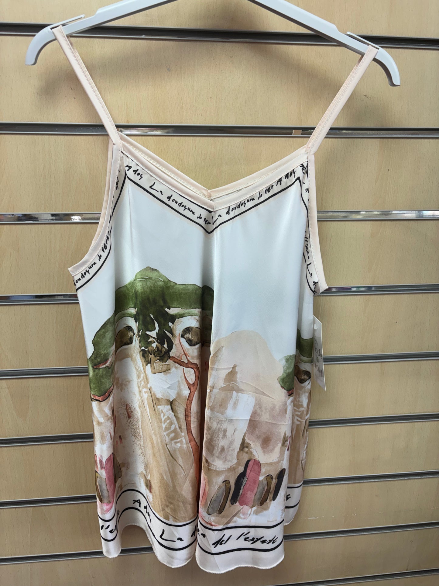 Cami Border Print Top in Cream