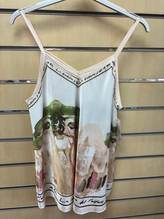 Cami Border Print Top in Cream