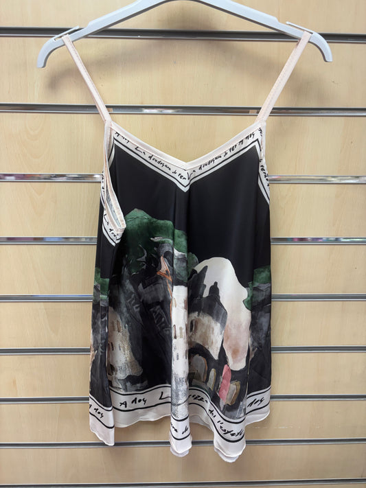 Cami Border Print Top in Black