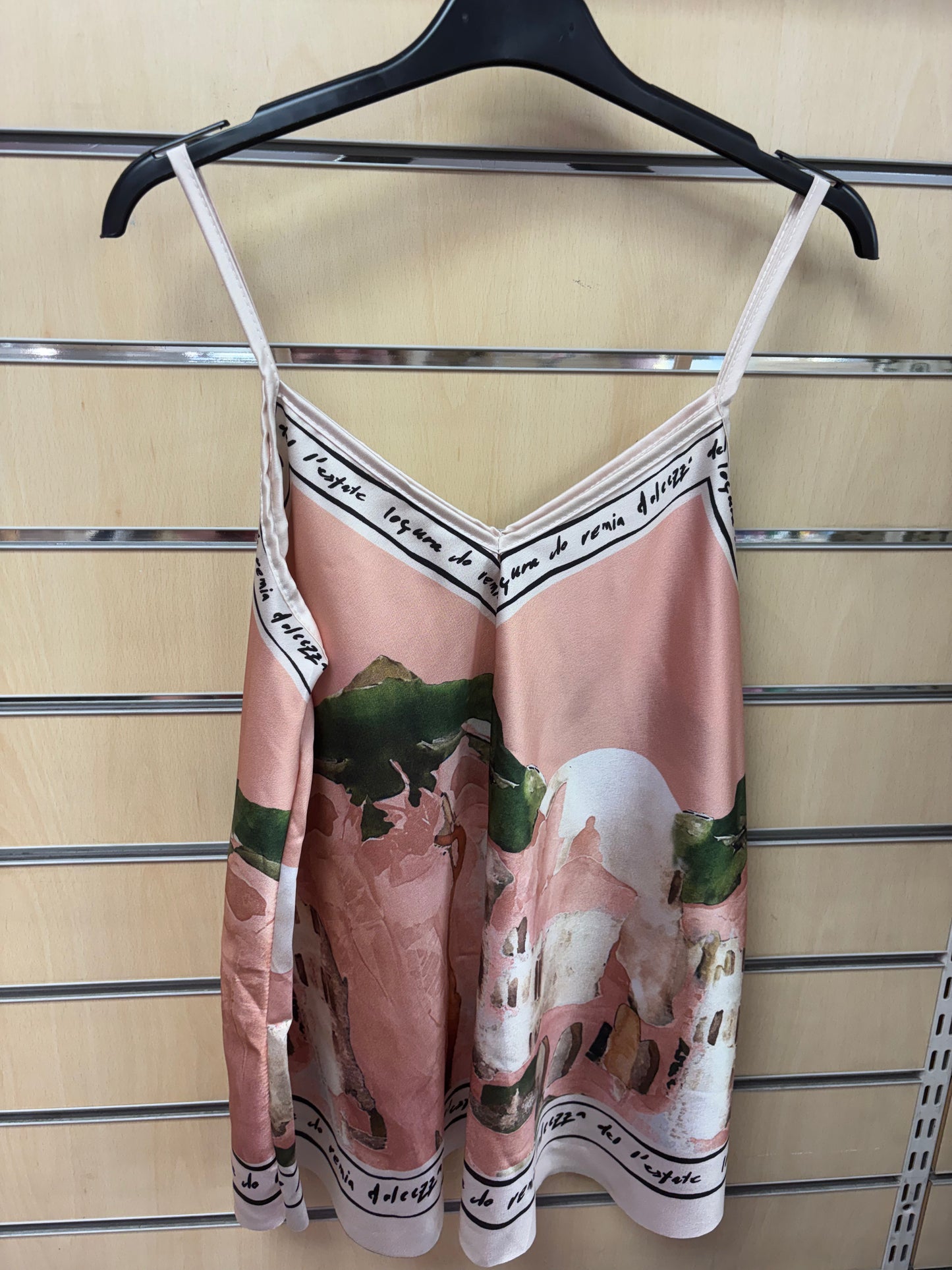 Cami Border Print Top in Peach