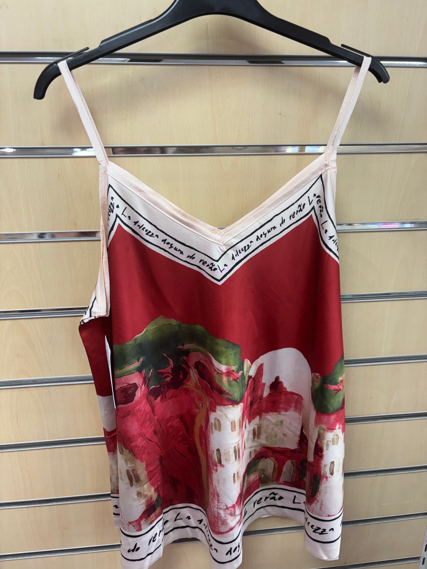 Cami Border Print Top in Red