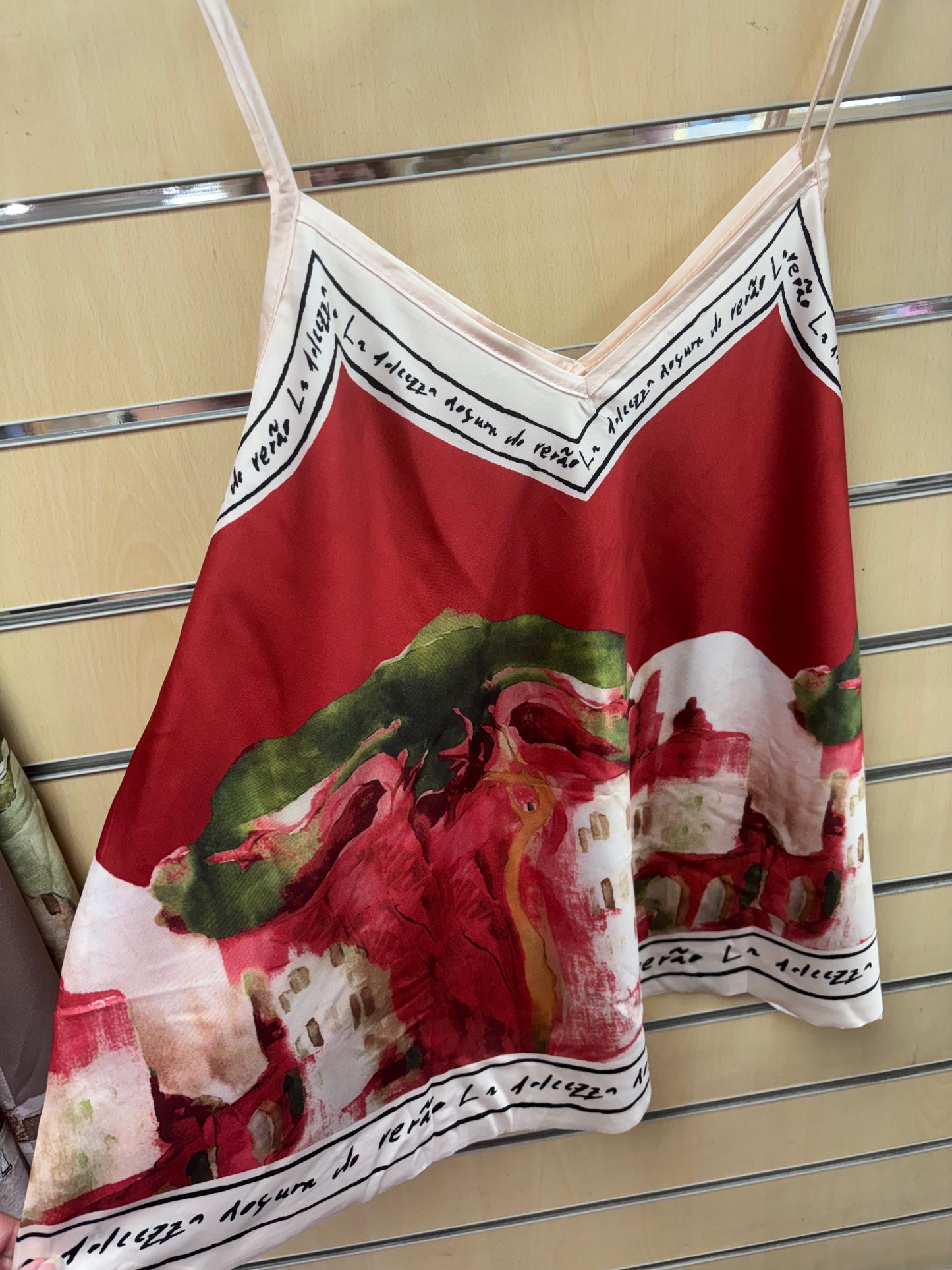 Cami Border Print Top in Red