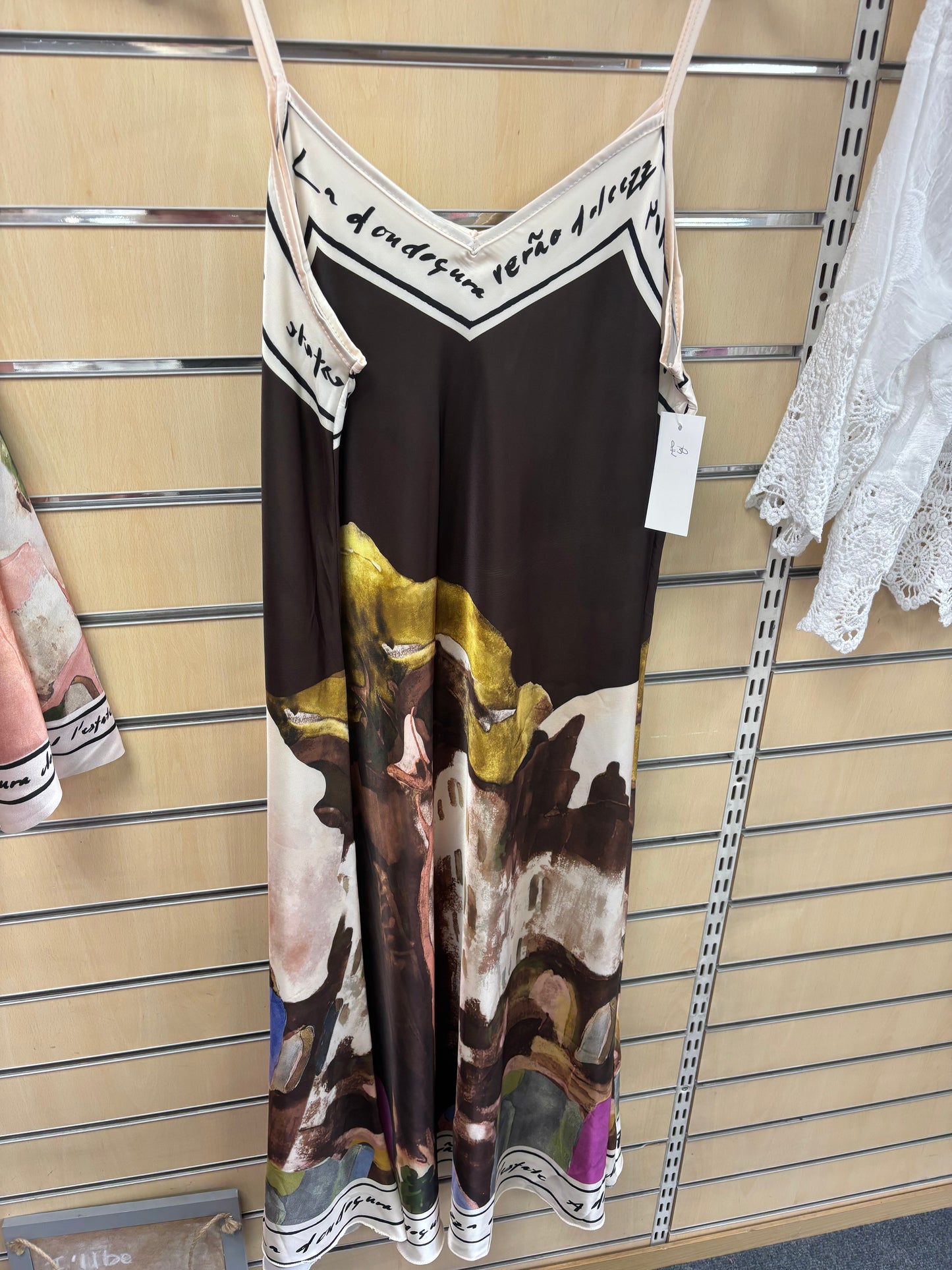Cami Print Santorini Maxi Dress in Brown