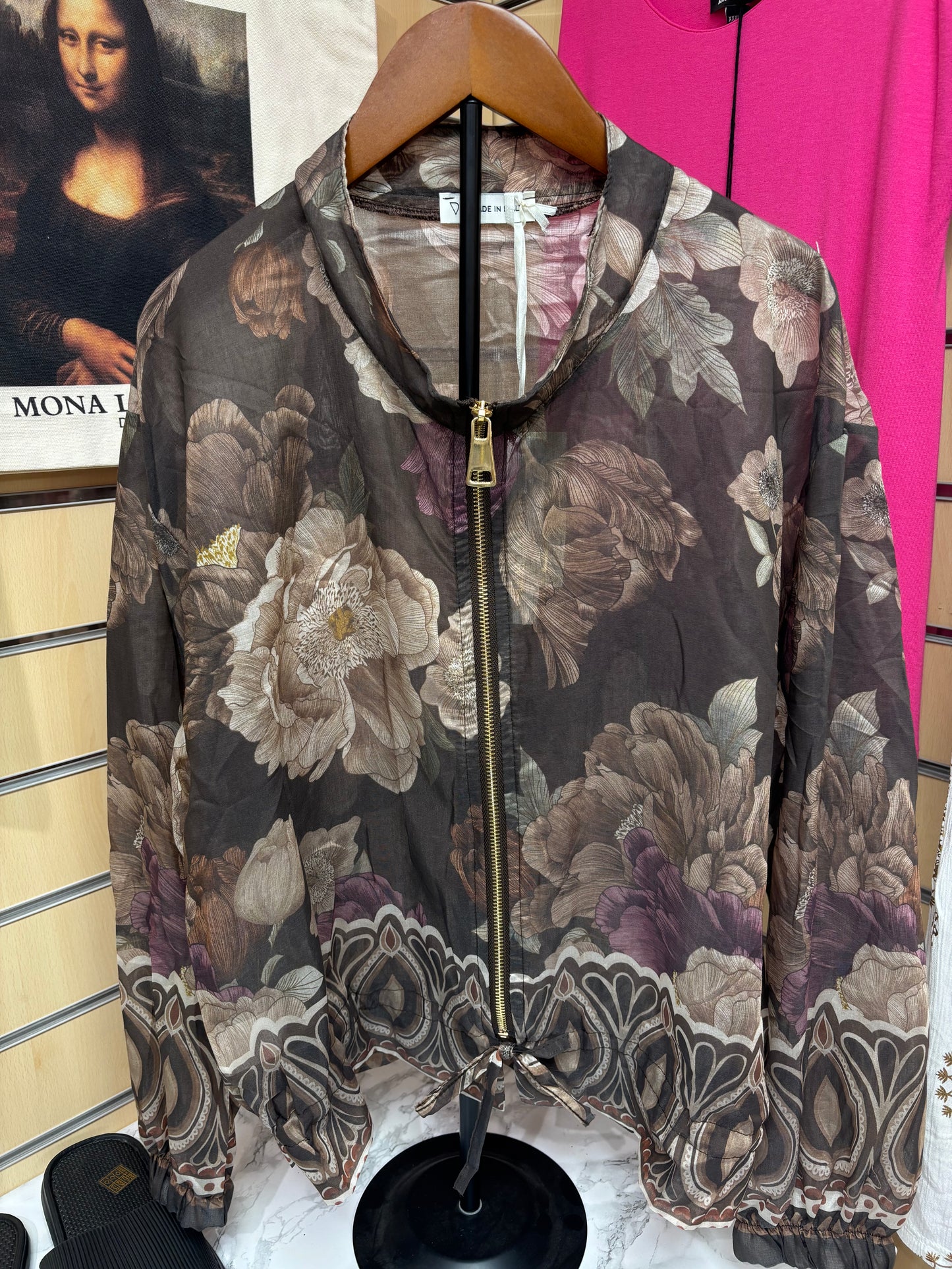 Zip Up Floral Bomber Jacket