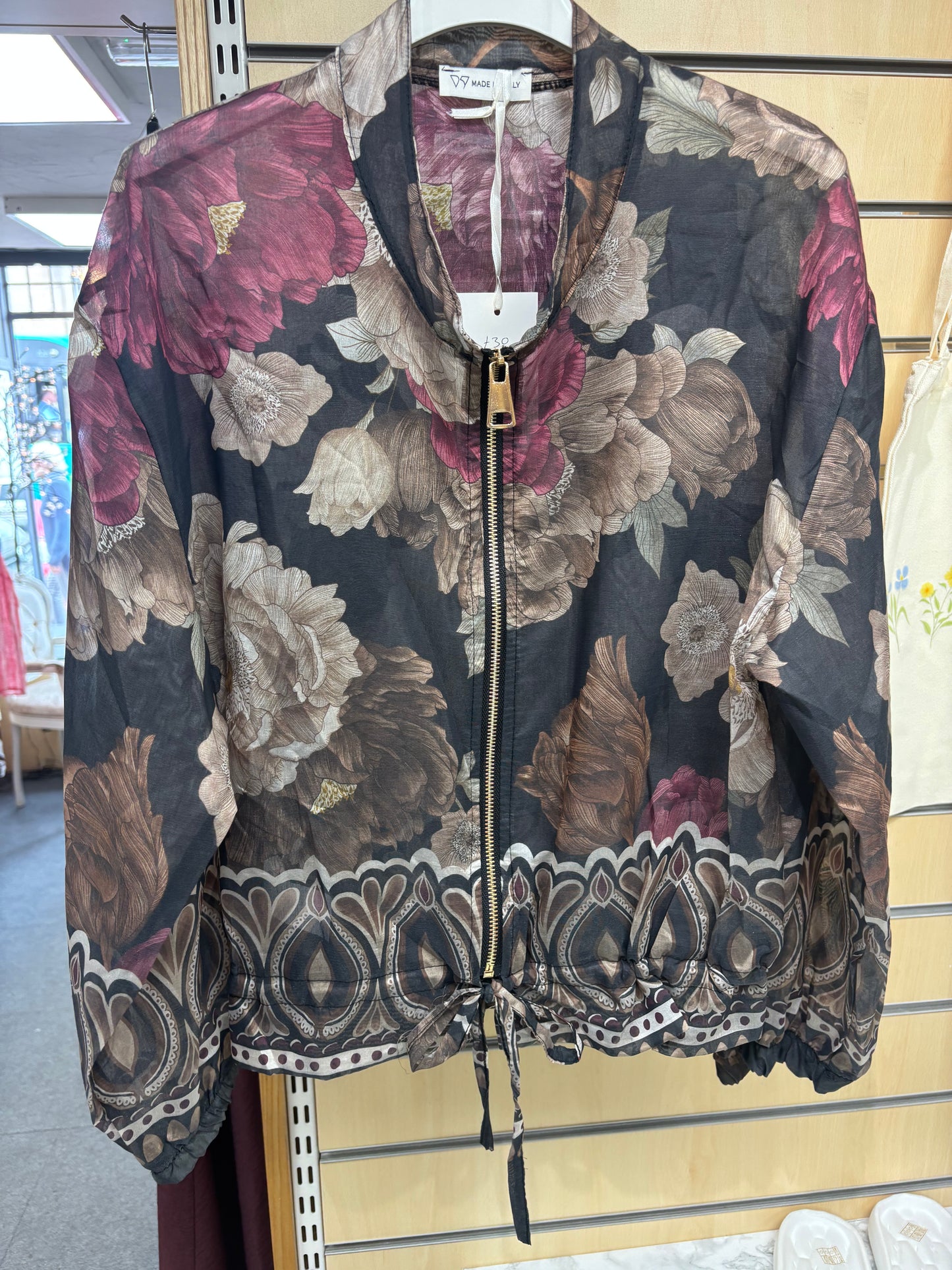 Zip Up Floral Bomber Jacket
