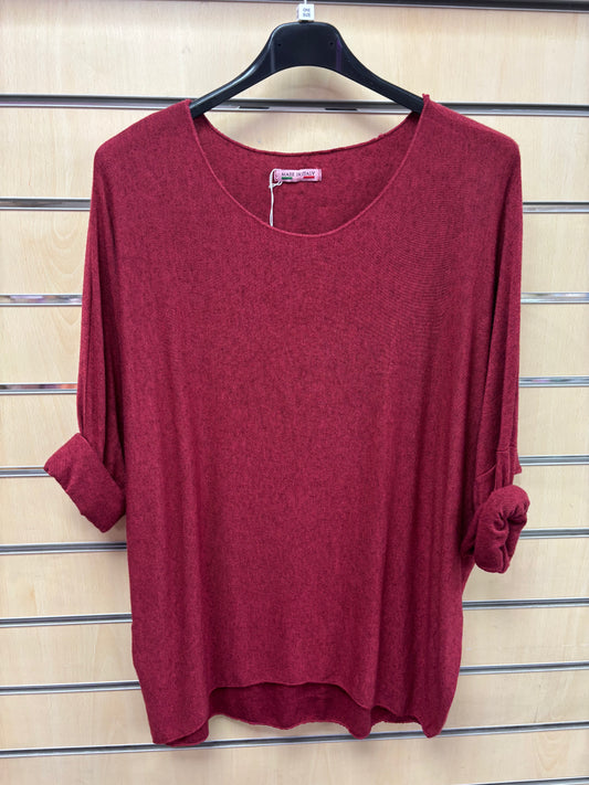 Fine Knit Jumper in Red