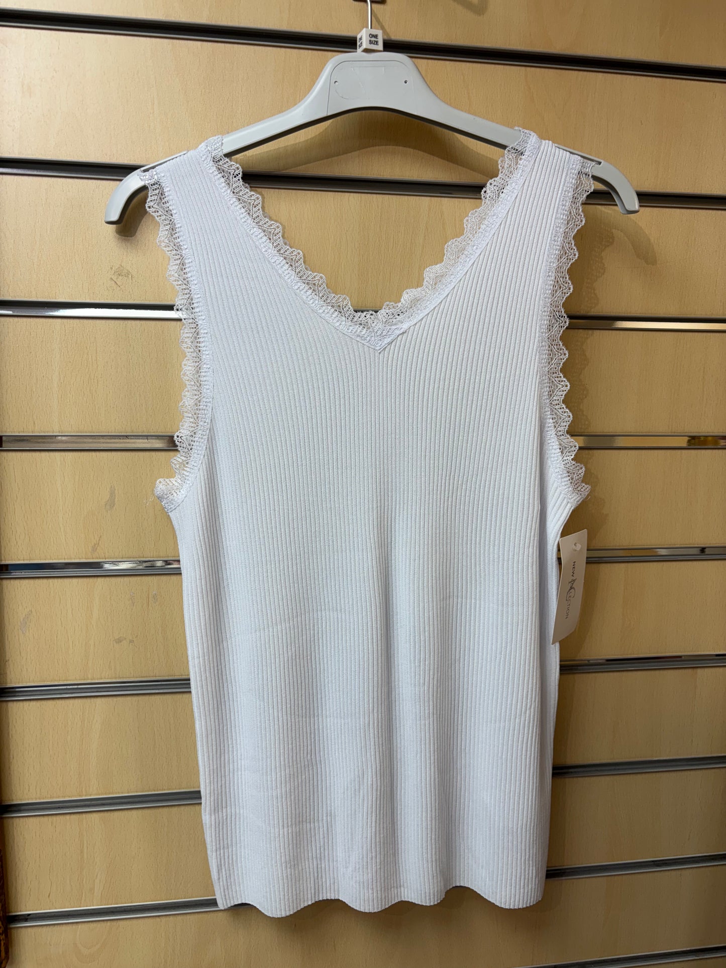 White lace trim vest top