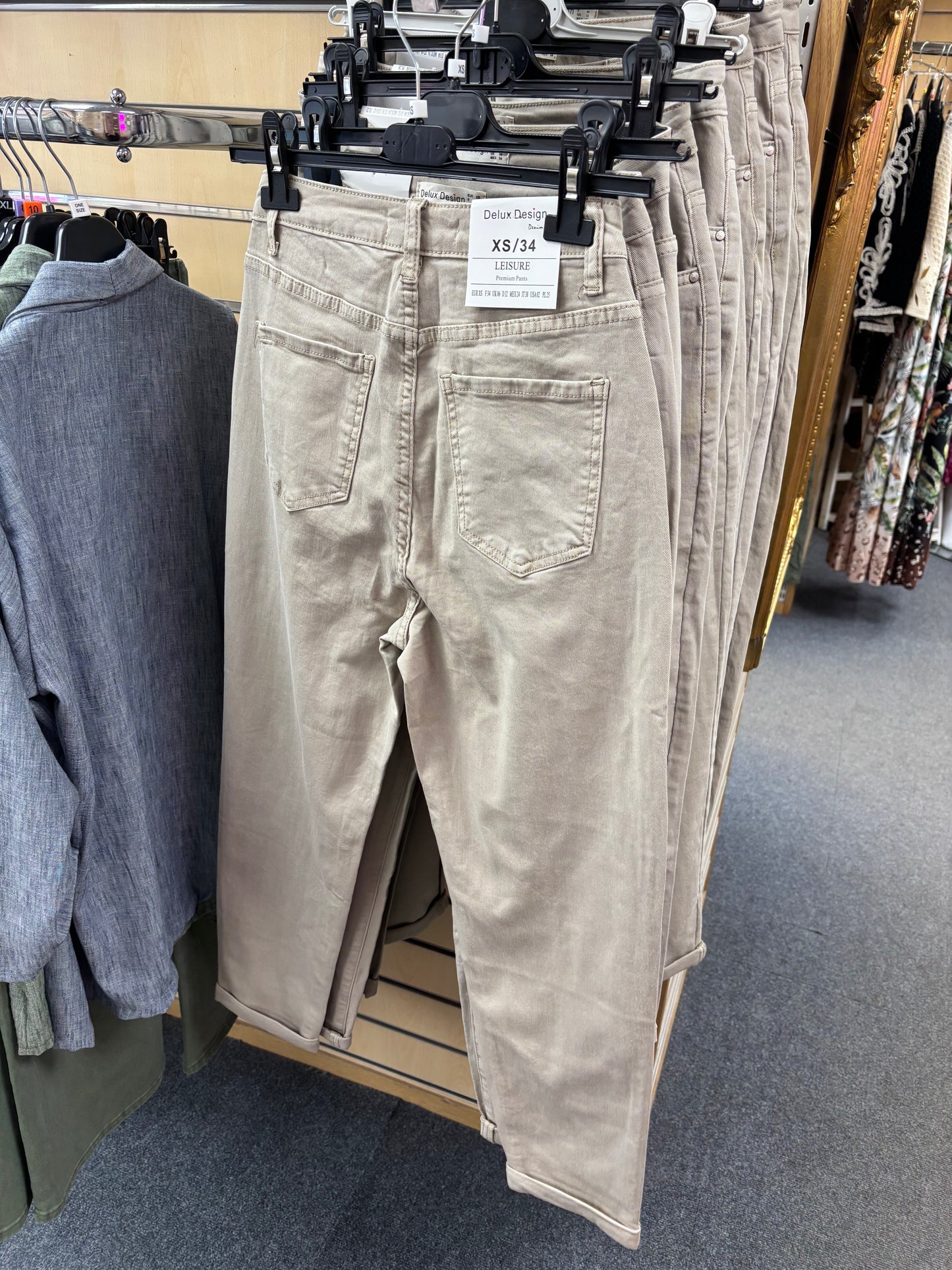 Beige Denim Mom Jeans