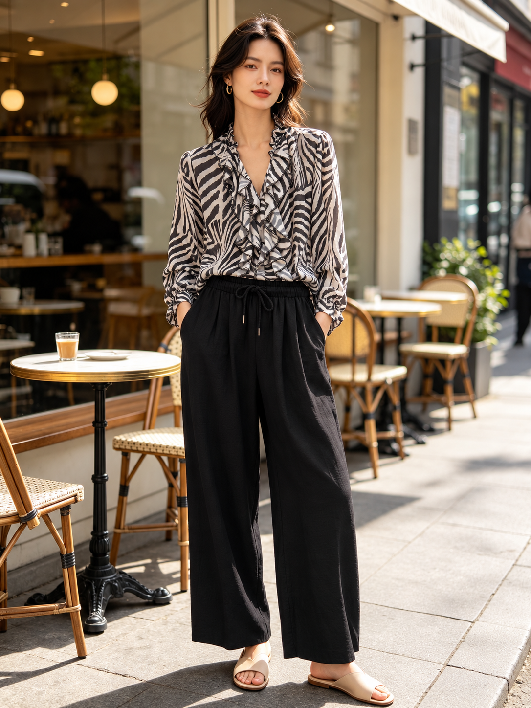 Zebra Print Ruffle Shirt