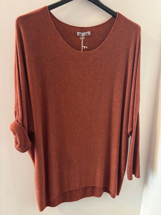 Fine Knit Jumper in Rust