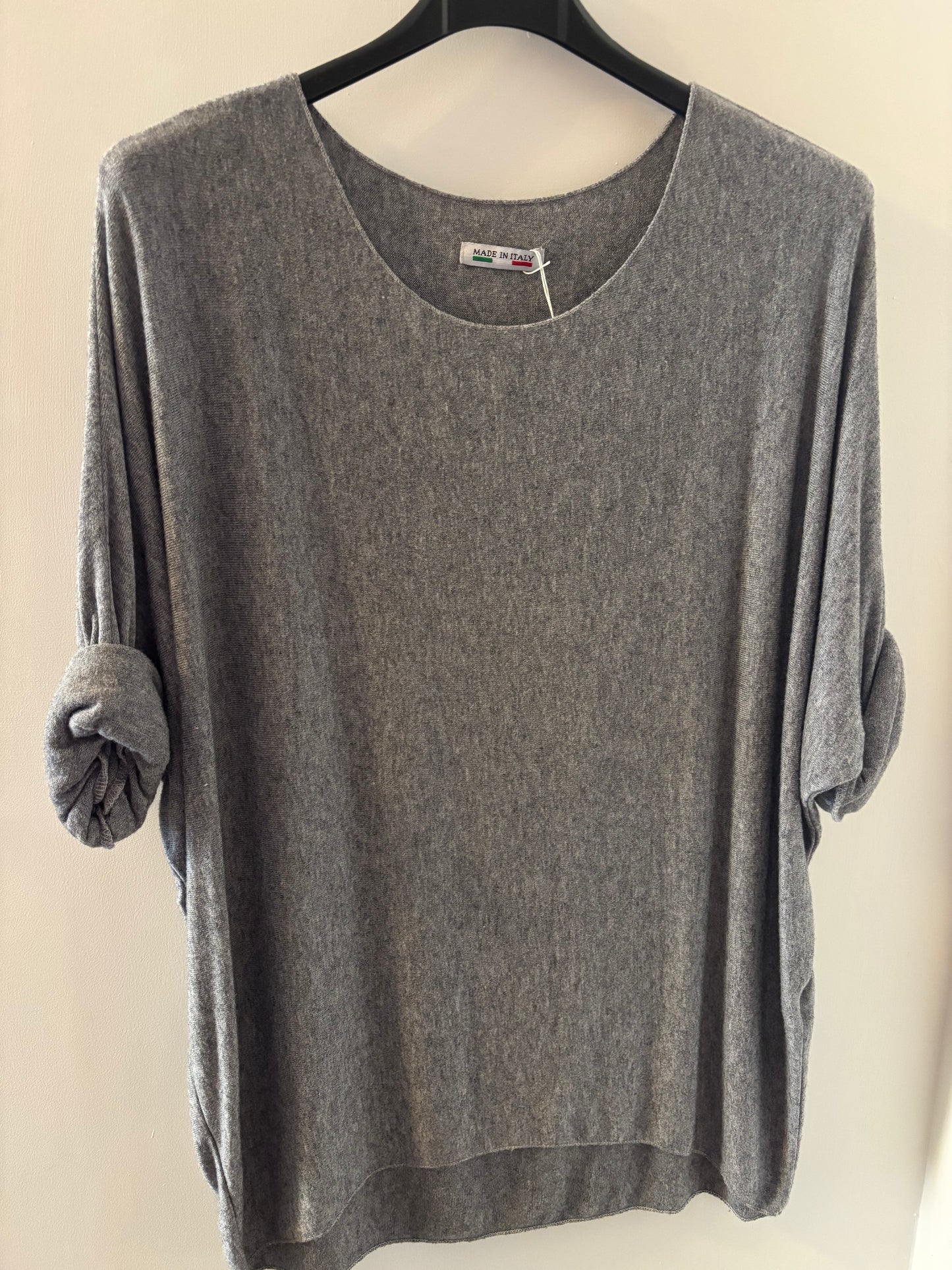 Fine Knit Jumper in Grey