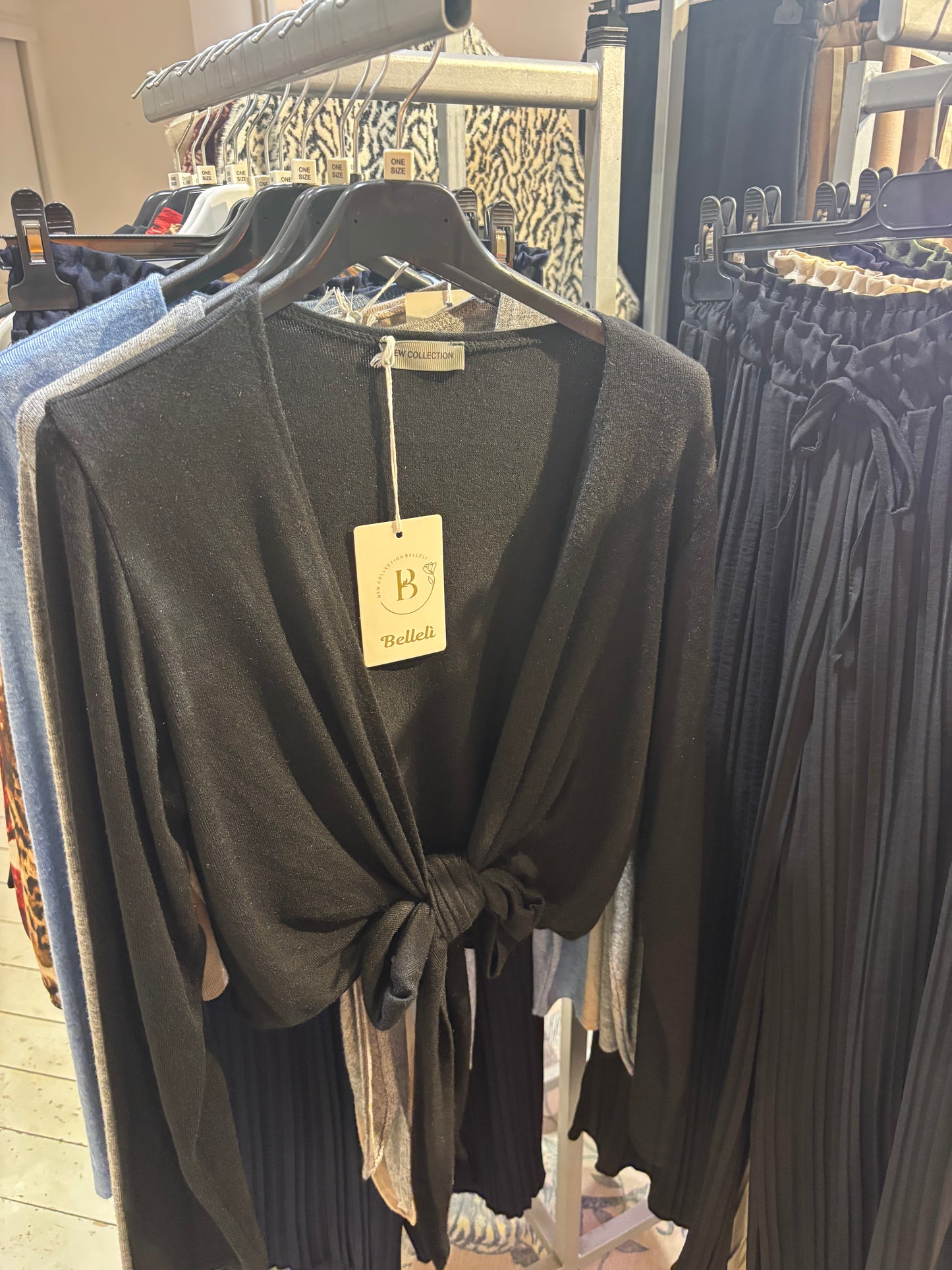 Tie Cardigan in Black