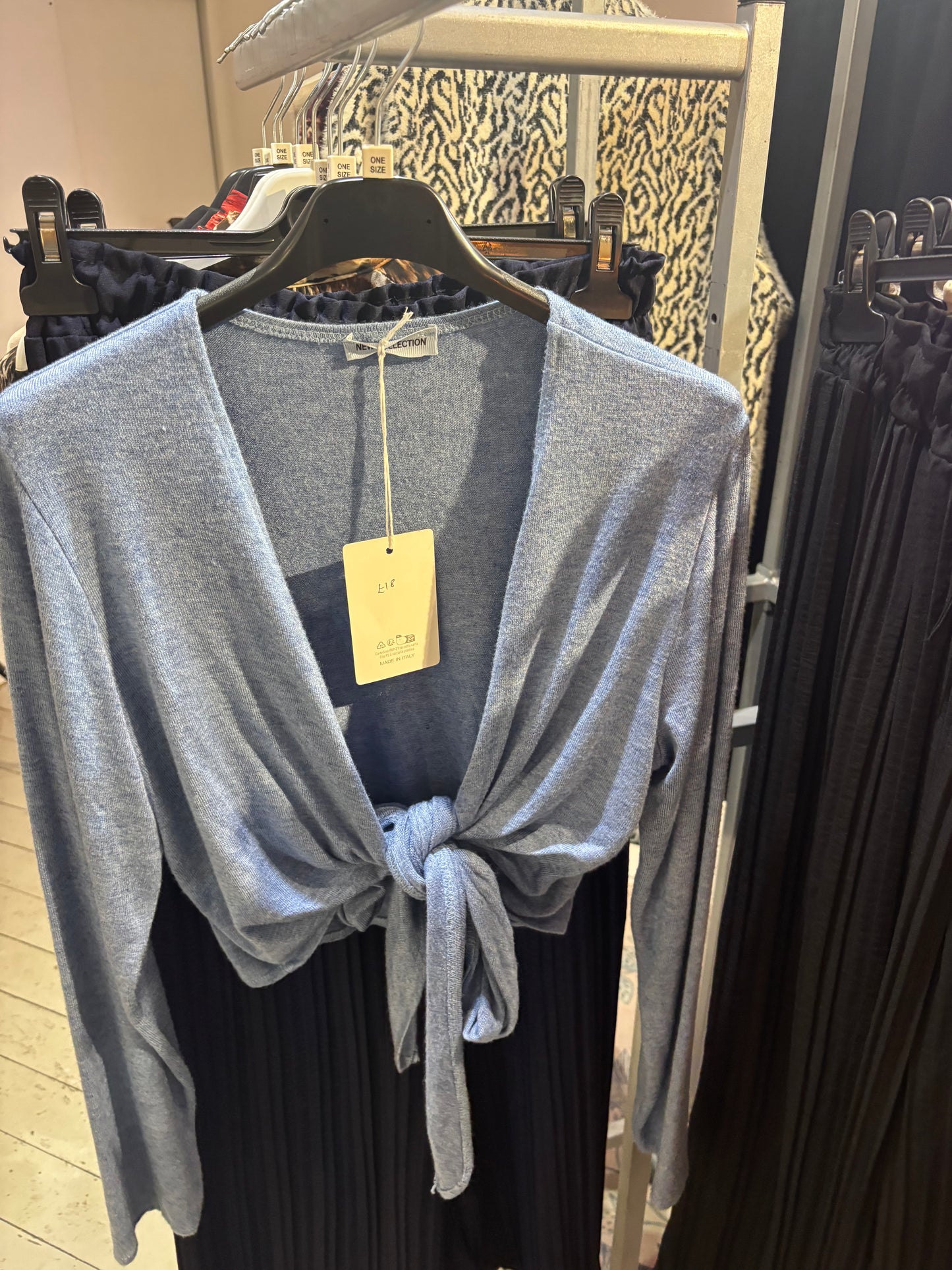 Tie Cardigan in Light Blue