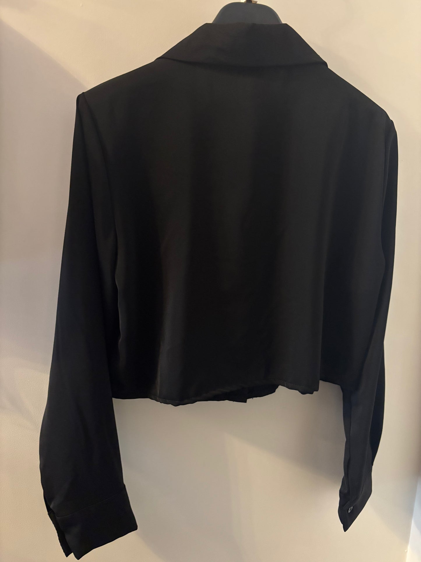 Black Cropped Shirt with Gold Buttons