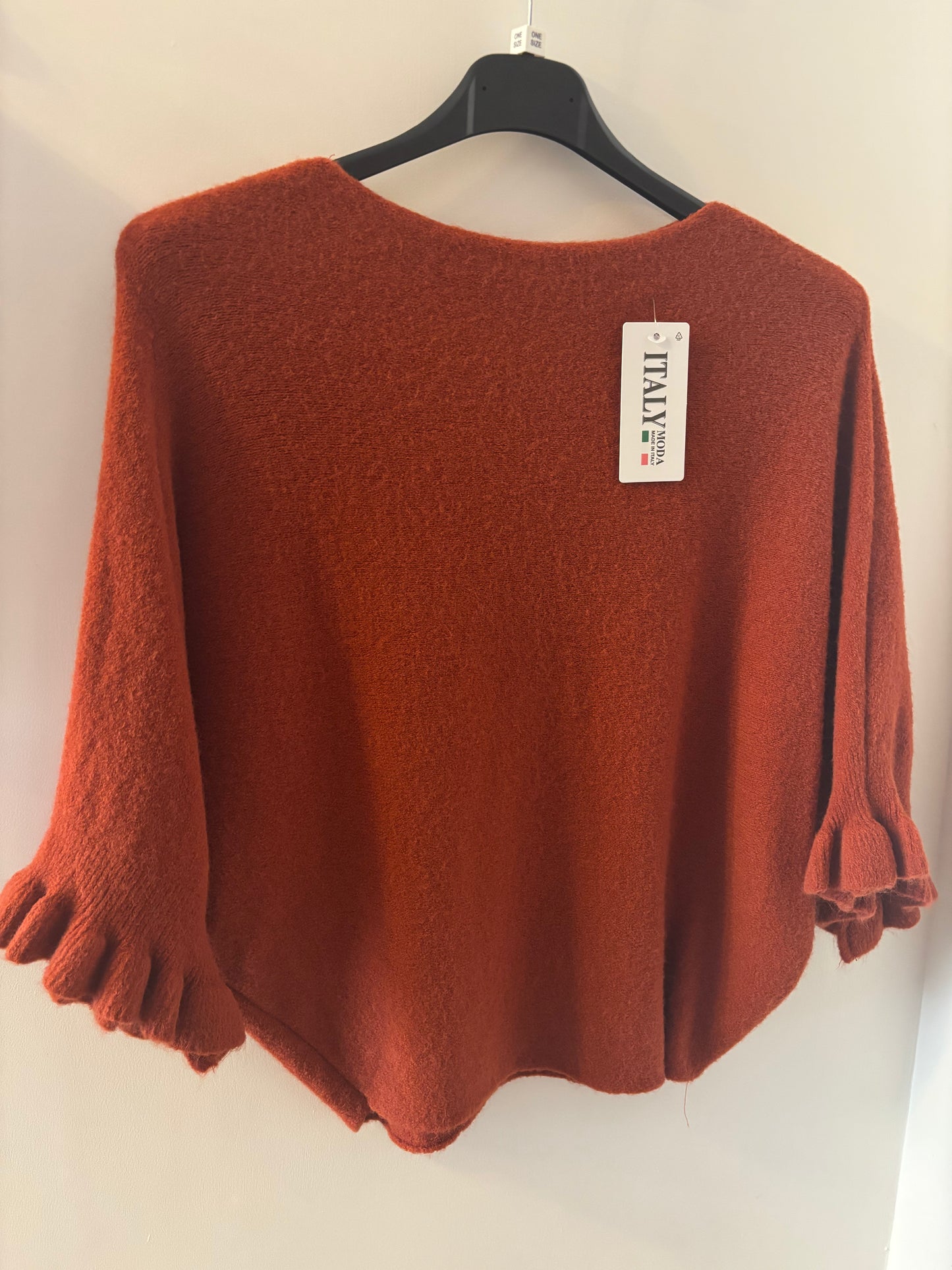 Frill Sleeve Jumper in Rust