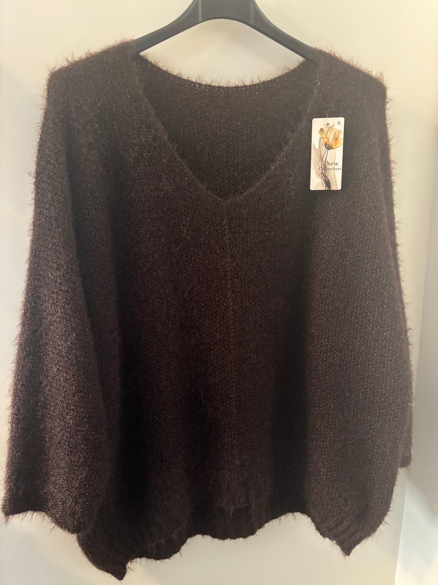 Cosy Fluffy Jumper in Chocolate