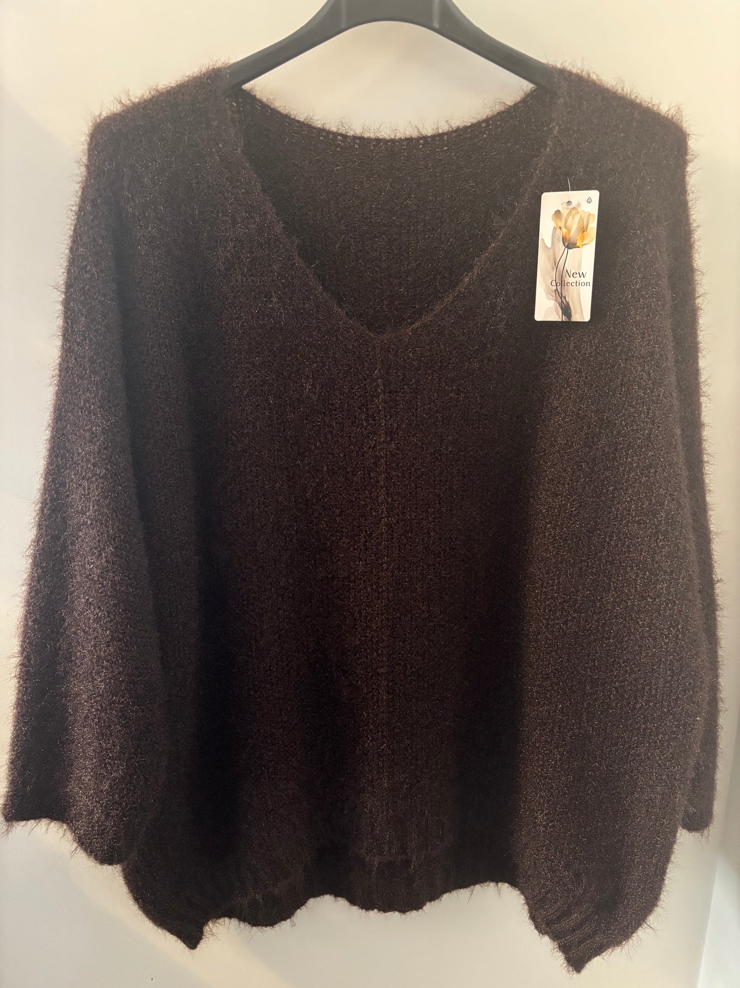 Cosy Fluffy Jumper in Chocolate