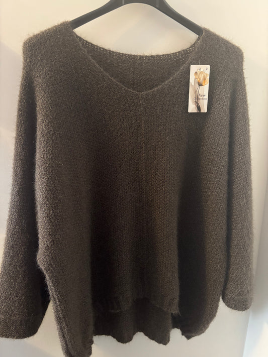 Cosy Fluffy Jumper in Brown