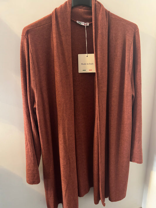 Open Front Cardigan in Rust