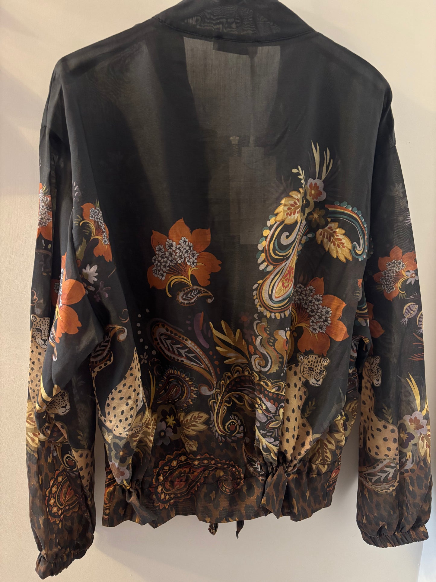 Sheer Zip Up Leopard Bomber Jacket