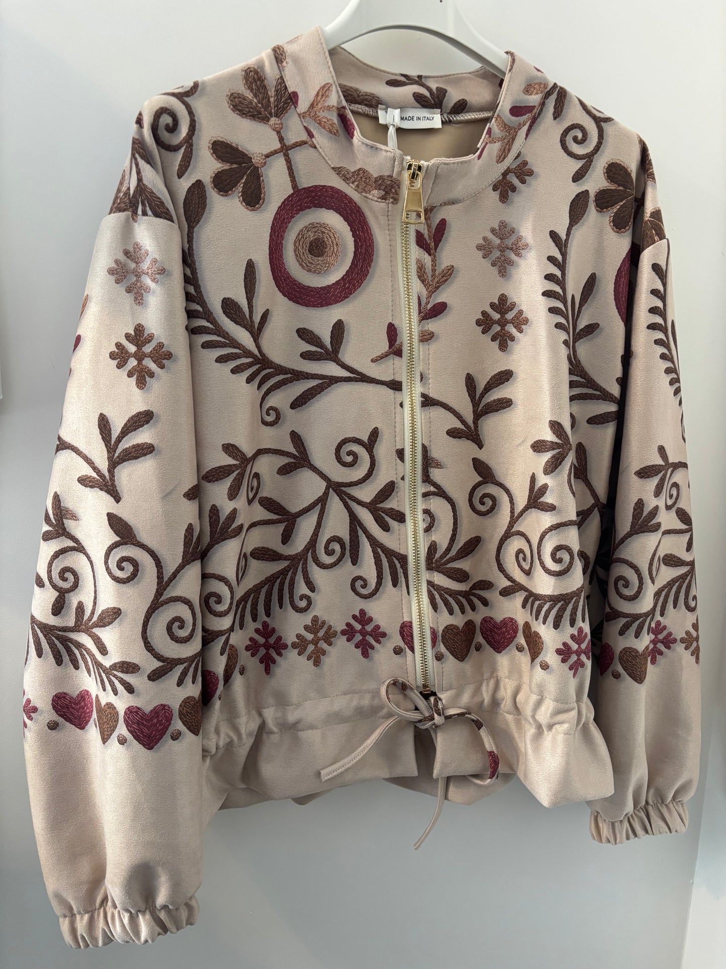 Suede Style Bomber Jacket in Cream