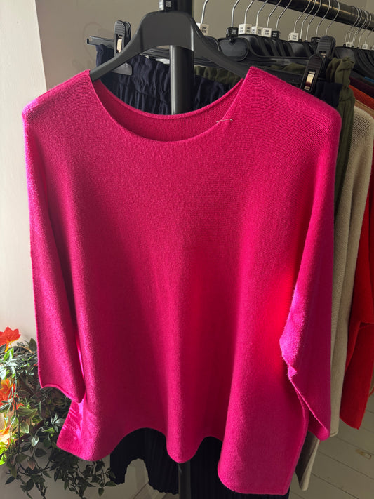 Plus Size Soft Knit Made in Italy Jumper in Fuchsia