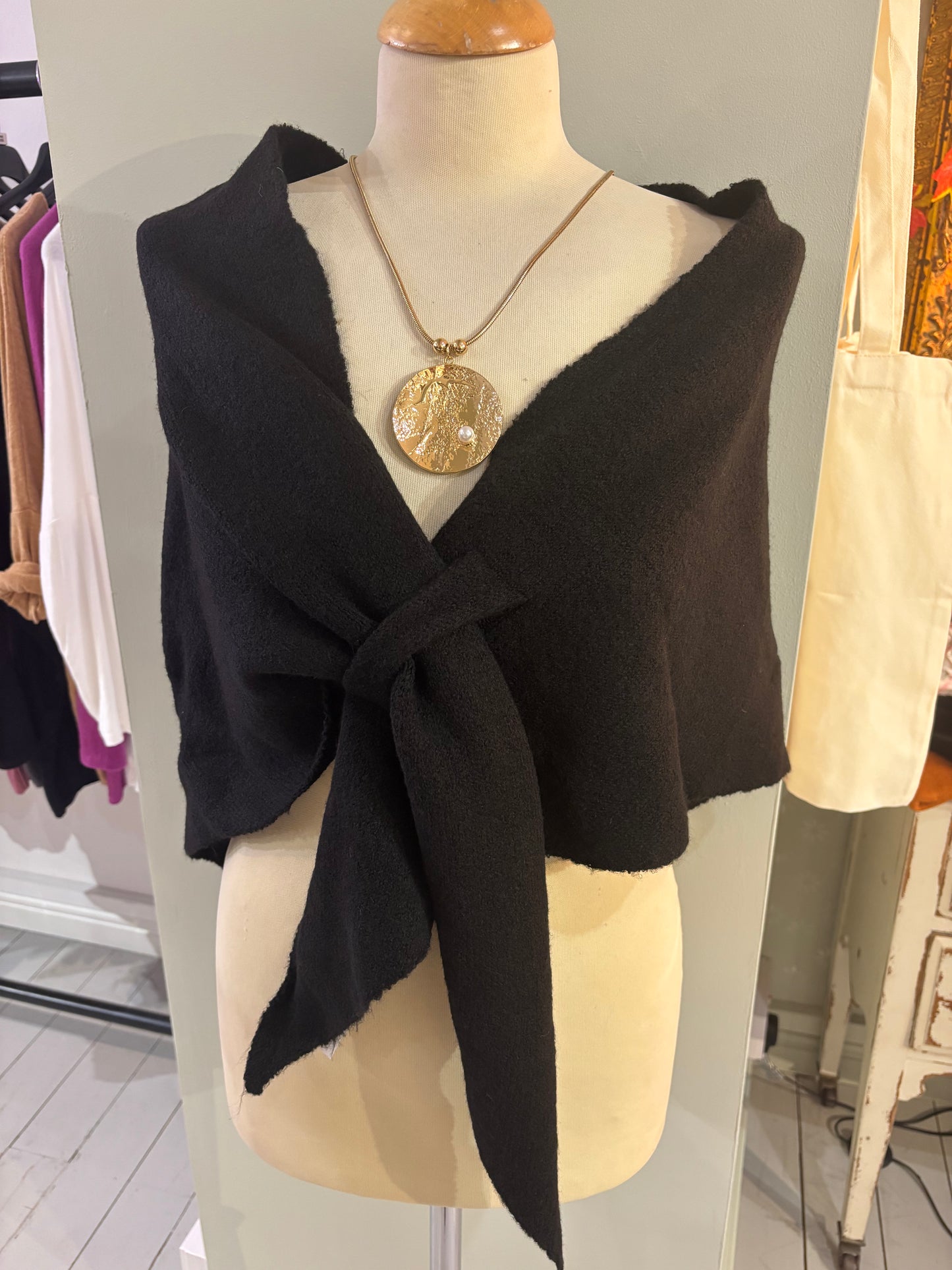 Triangle Wrap Scarf in Black