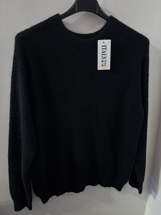 Soft Crew Neck Jumper in Black