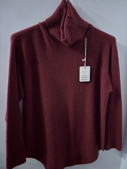 Roll Neck Jumper in Burgundy