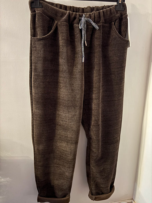 Soft Cord Style Joggers in Brown