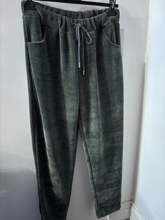 Soft Cord Style Joggers in Khaki