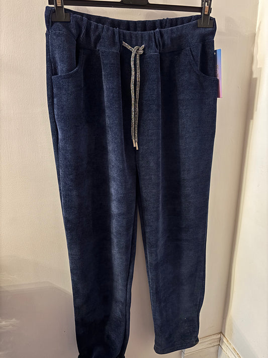 Soft Cord Style Joggers in Navy