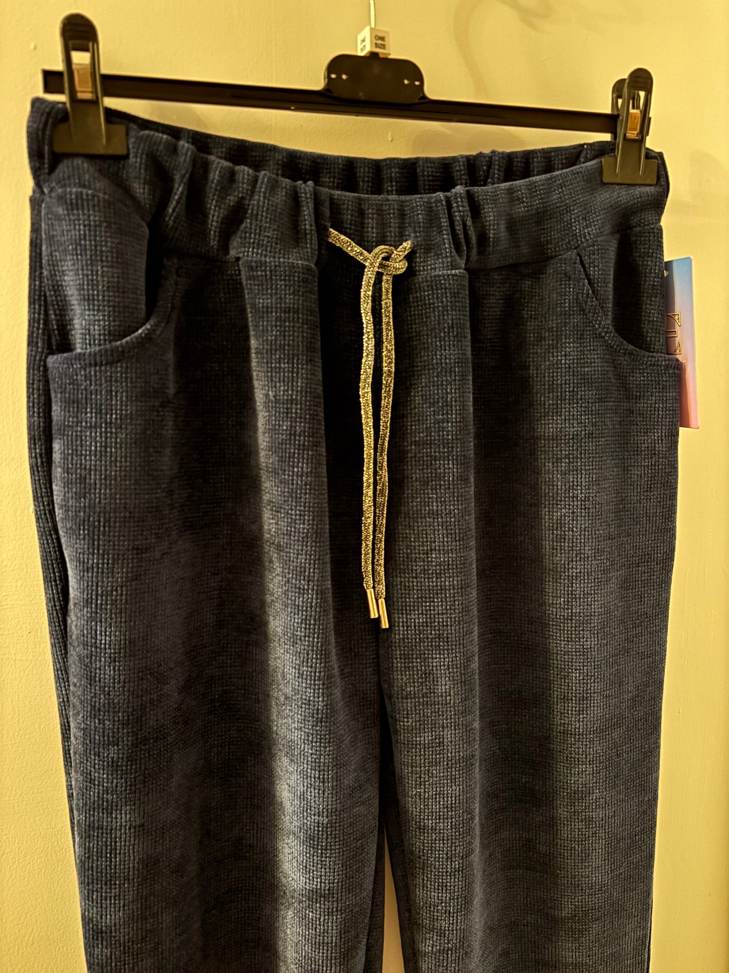 Soft Cord Style Joggers in Navy