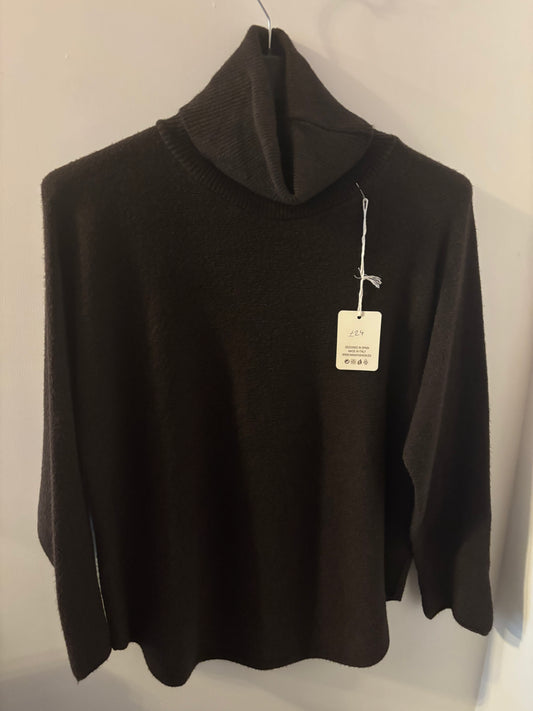 Roll Neck Jumper in Brown