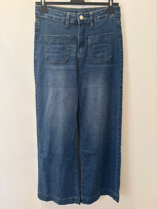 Wide Leg Pocket Jeans in Blue