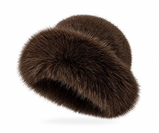Faux Fur Mongolian Style Hat in Brown