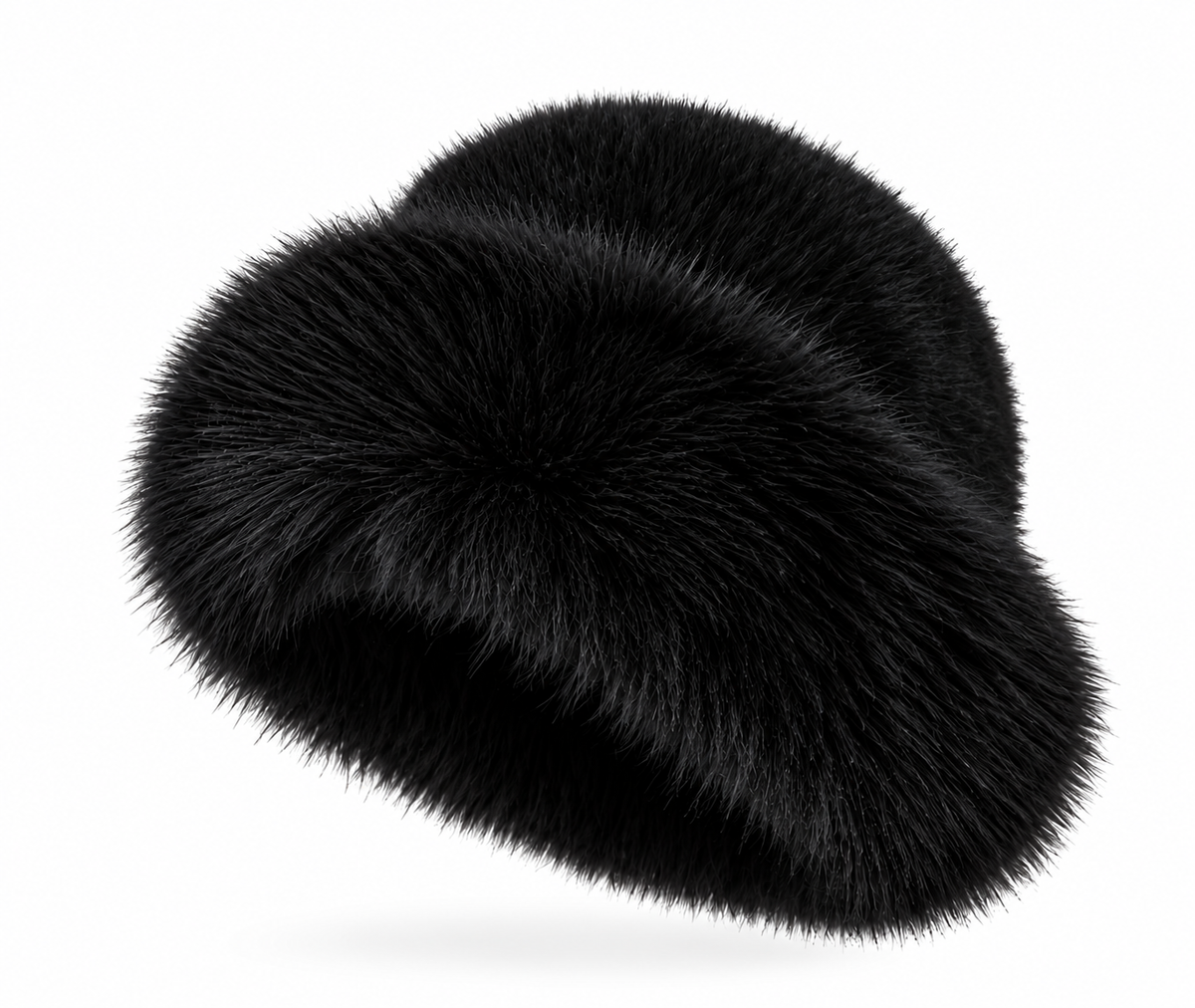 Faux Fur Mongolian Style Hat in Black